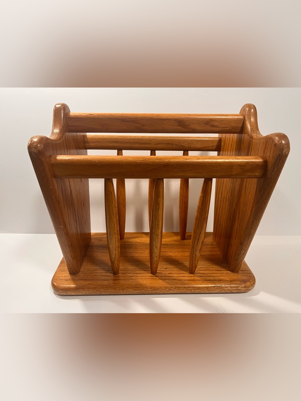 Oak Wooden Magazine Organizer - Warm Brown Finish